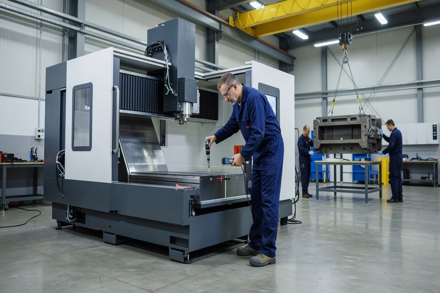 CNC machine installation representing equipment investment funded by a 200000 dollar business loan