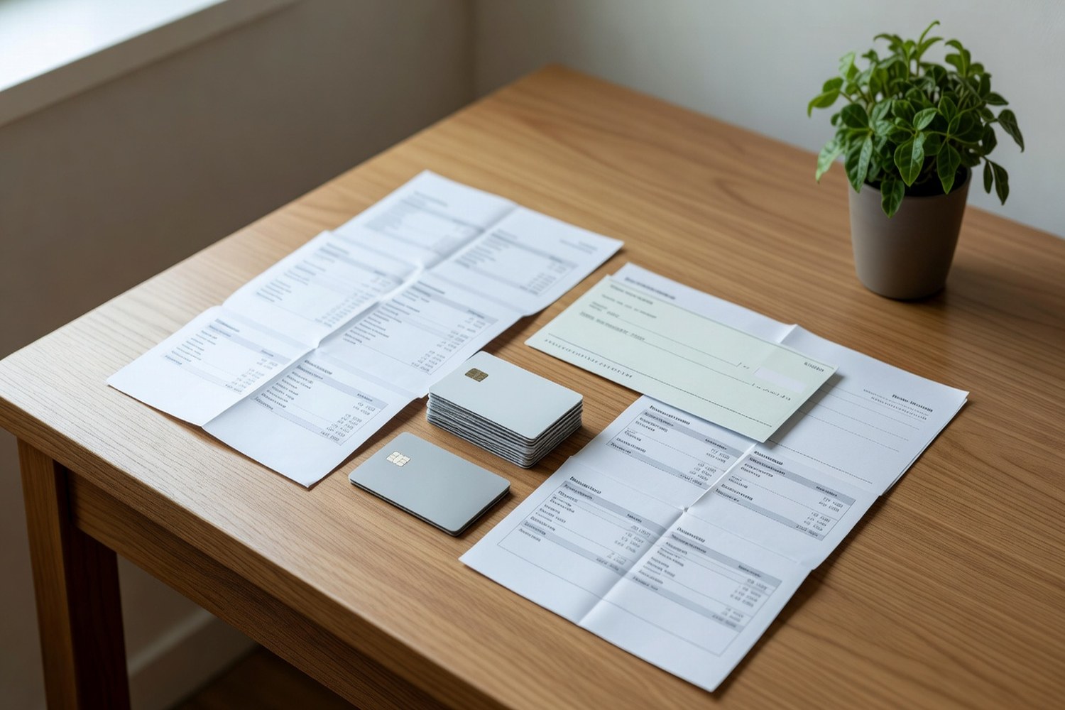 Credit cards and statements representing debt consolidation with a 25000 dollar personal loan