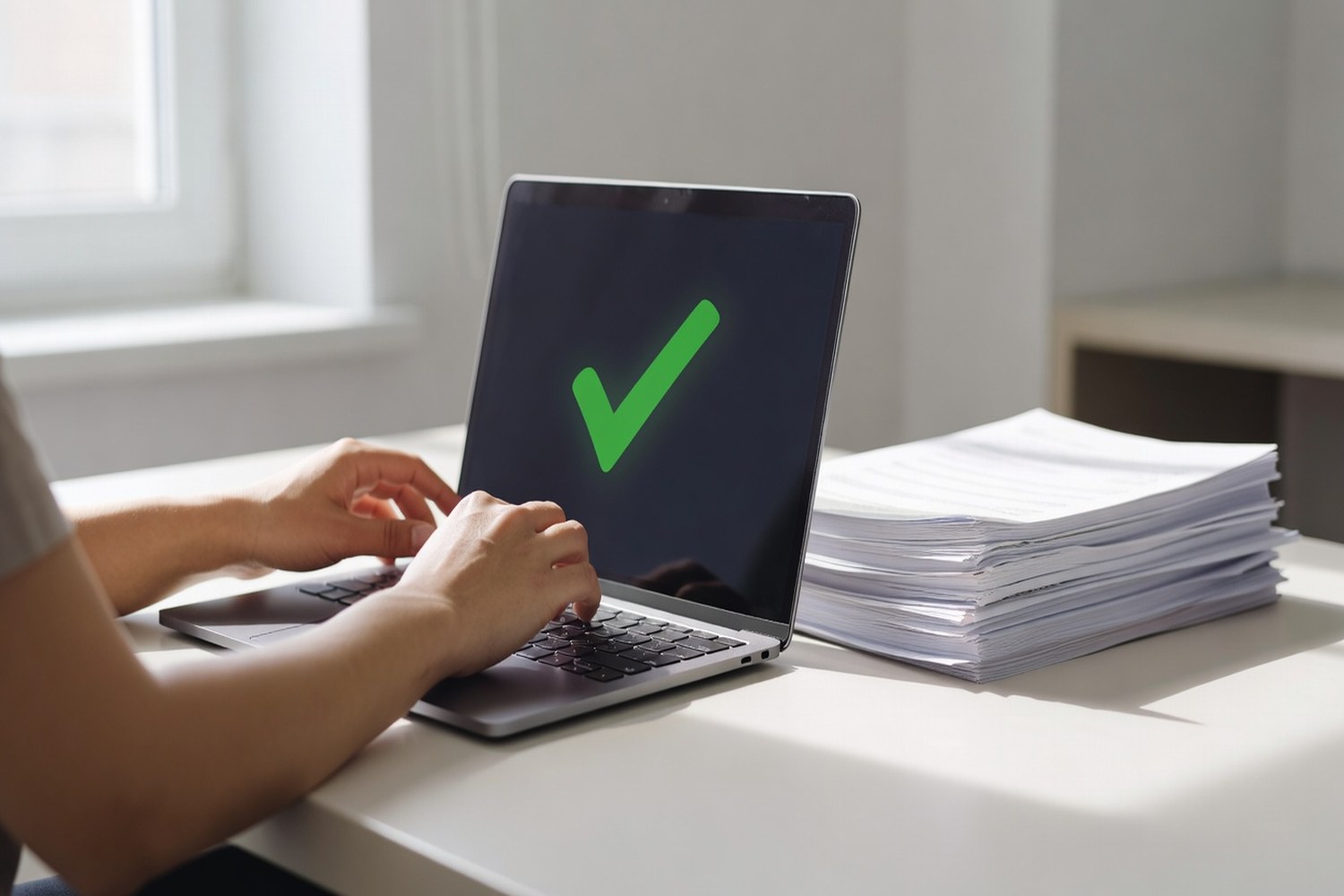 Borrower receiving personal loan approval notification on laptop