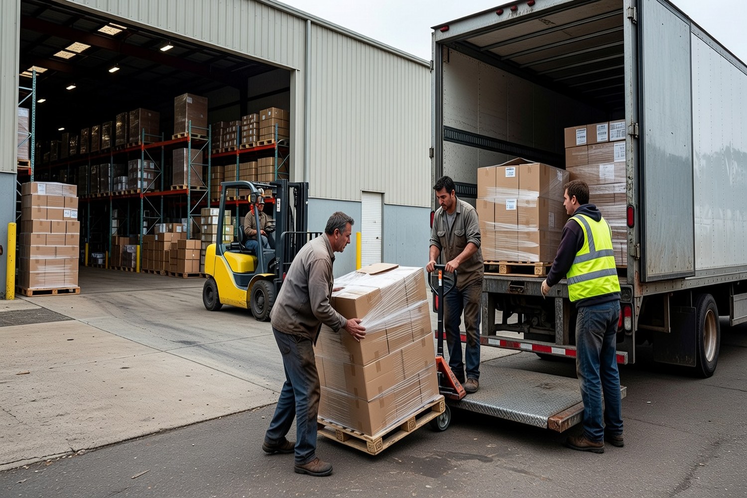 Warehouse inventory delivery representing supply chain investment with a 350000 dollar business loan