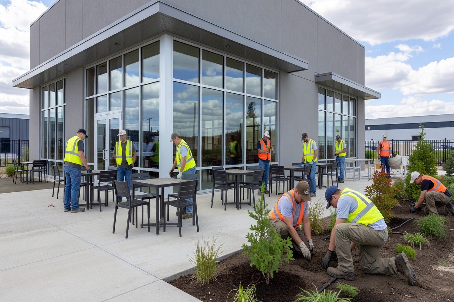 New restaurant exterior under final construction representing franchise buildout with a 450000 dollar business loan