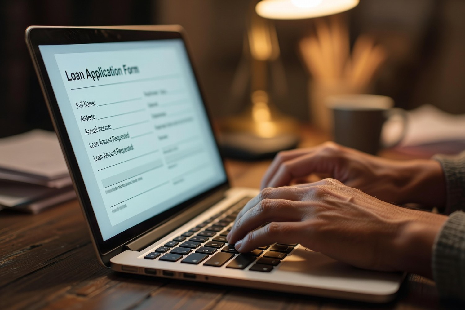 Person applying for a personal loan online representing Best Egg loan rates and terms