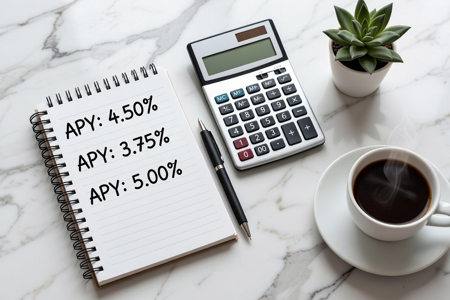 Person comparing savings account rates and APY percentages