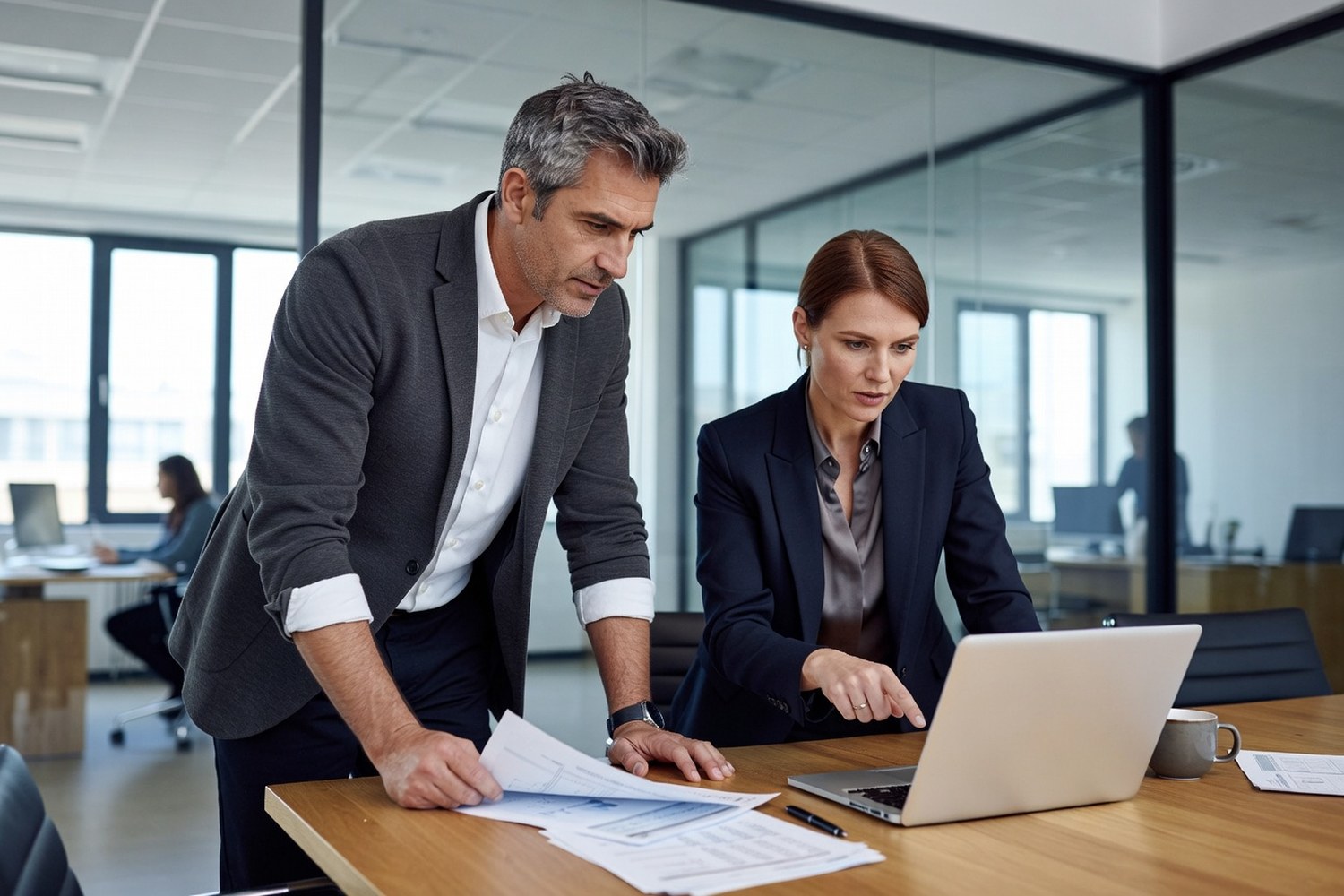 Business owner reviewing loan options with financial advisor
