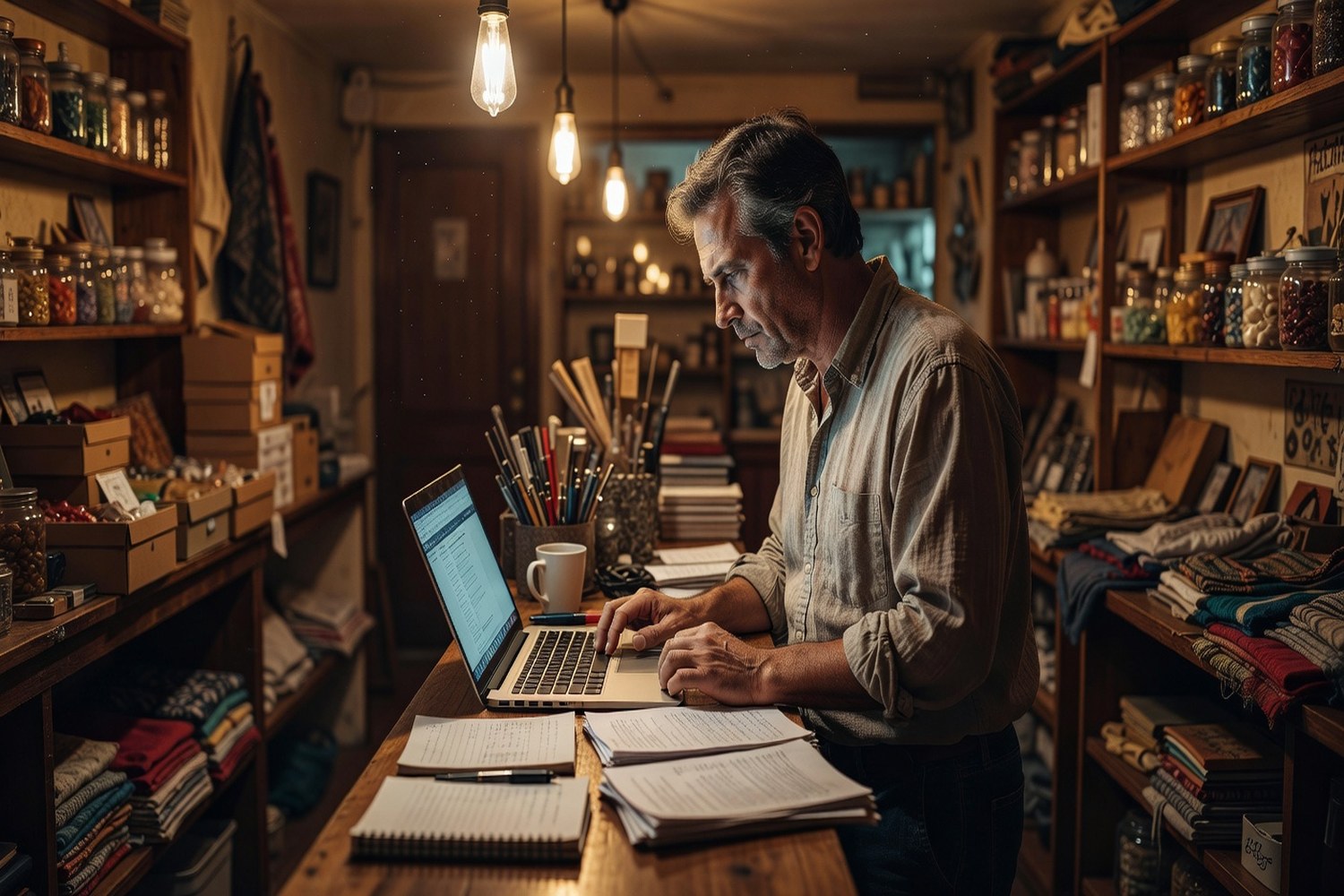 Entrepreneur comparing business loan offers online