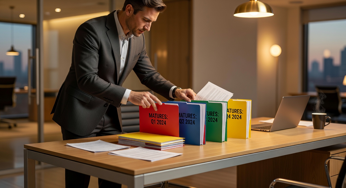 Person organizing CD investments by maturity date