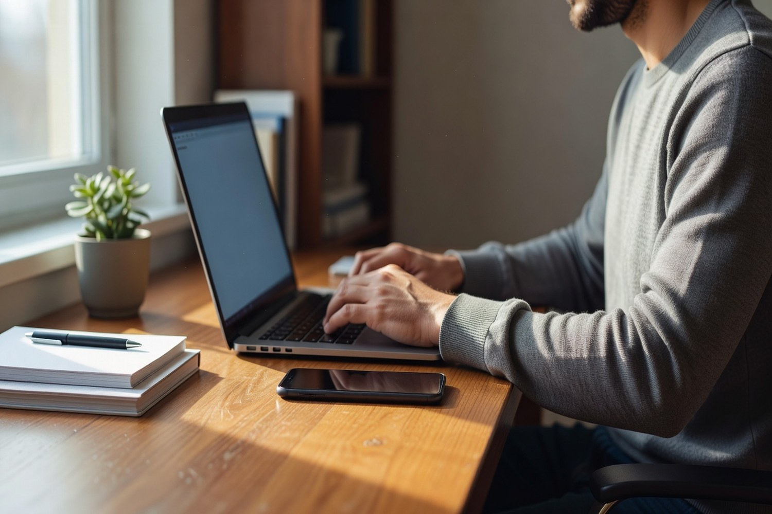 Borrower applying online for a personal loan with a co-signer from home office