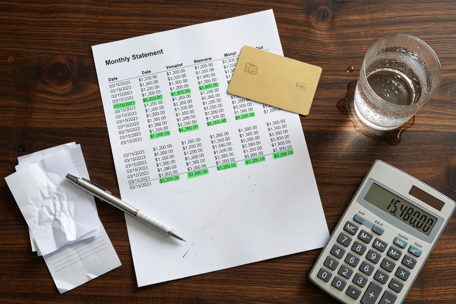 Business financial statement and credit card representing American Express Kabbage fee structure