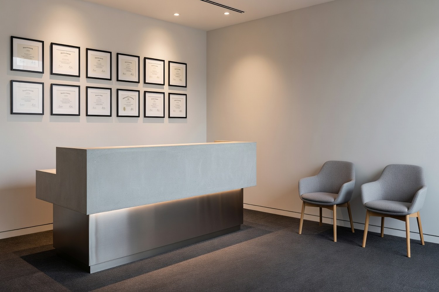 Professional law office reception representing practice growth funded by business loans