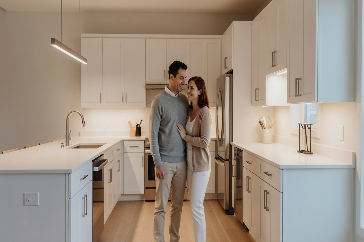 Couple in renovated kitchen representing home improvement financing with LightStream personal loans