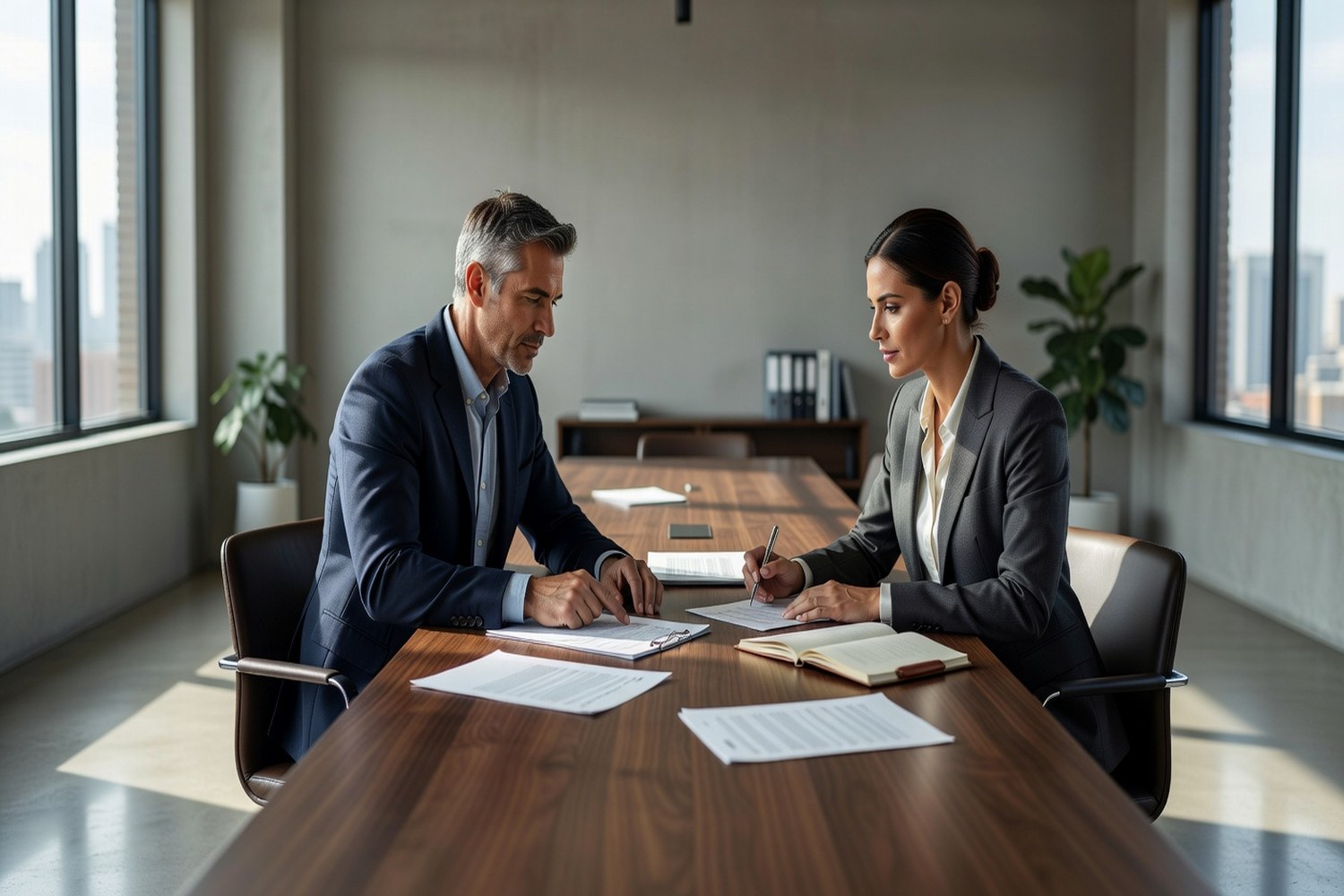 Business owner meeting with lending advisor to discuss no credit check installment loan options