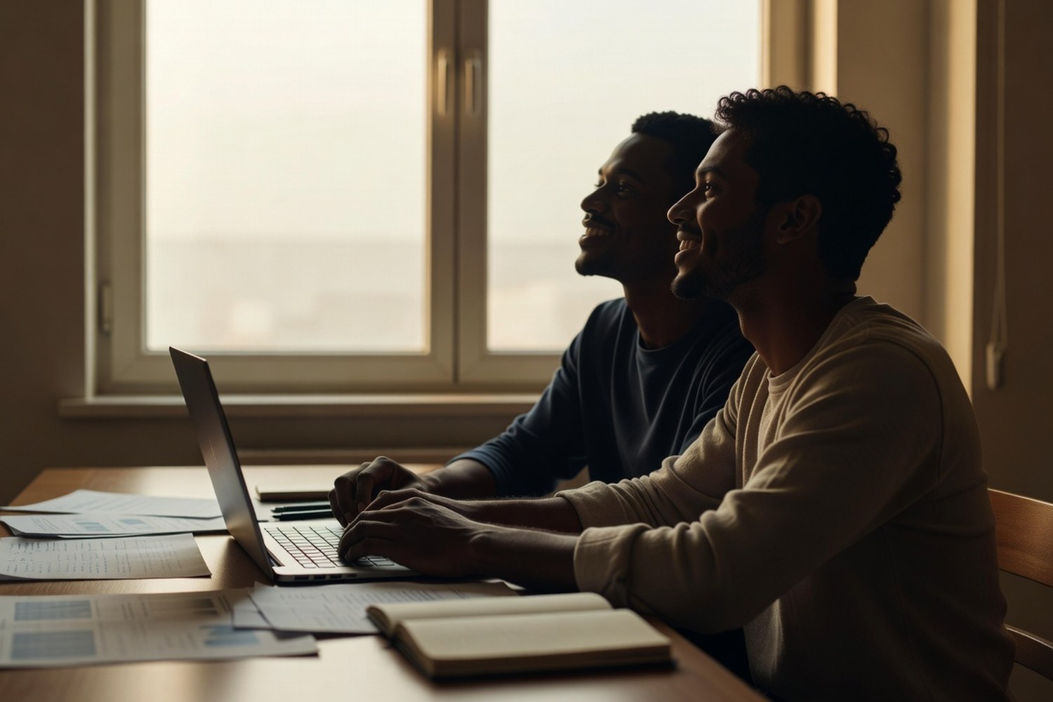 Couple reviewing personal loan approval after improving their debt-to-income ratio