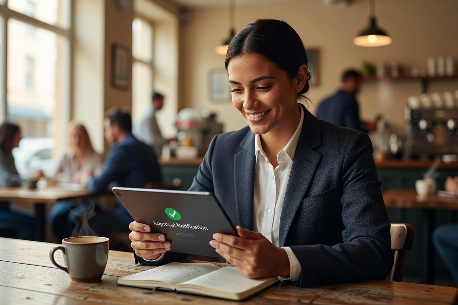 Borrower receiving personal loan prequalification offer on tablet