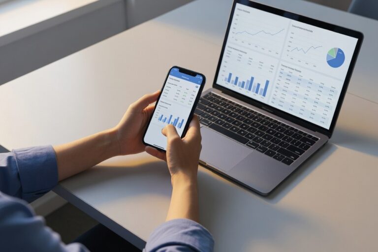 Person comparing personal loan prequalification offers on smartphone and laptop