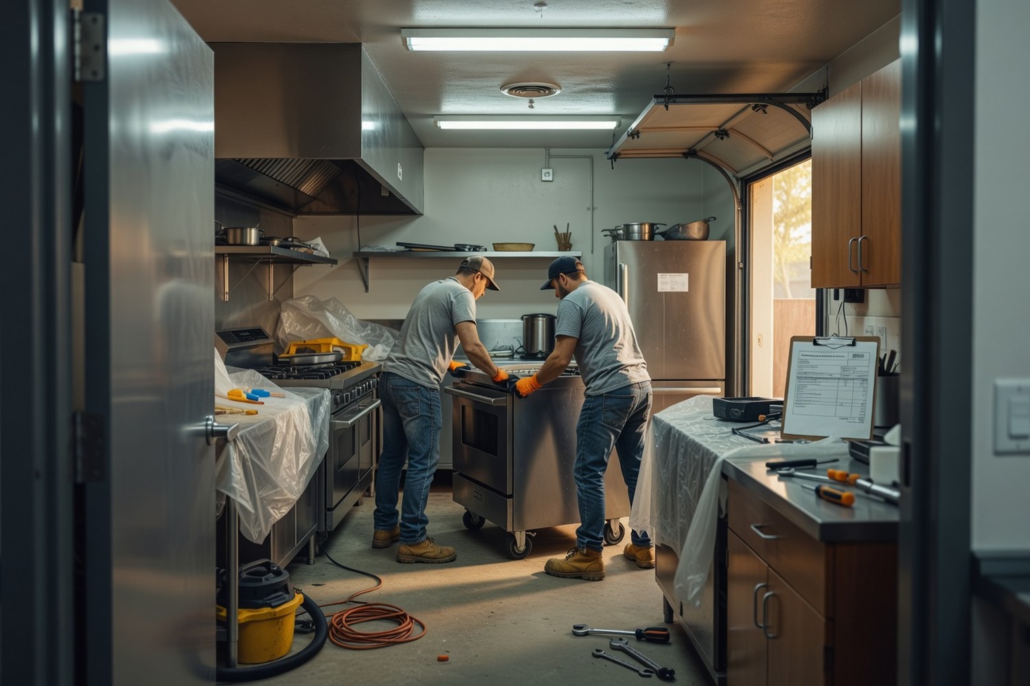 Commercial kitchen renovation with new equipment being installed representing restaurant equipment financing