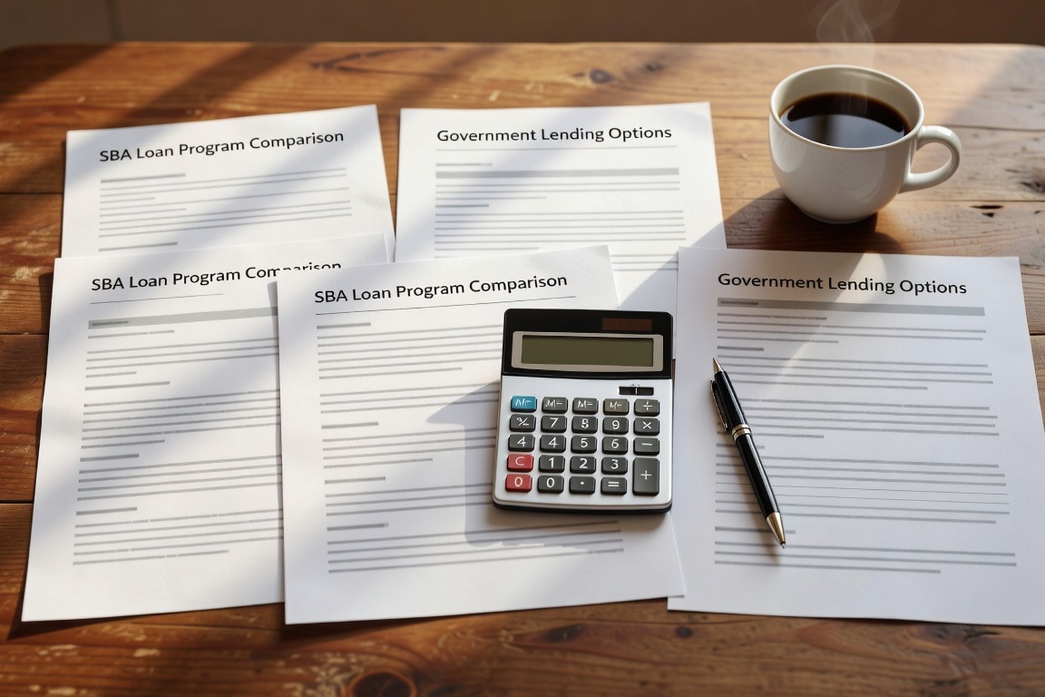 SBA loan program comparison documents and calculator for choosing the right government-backed loan