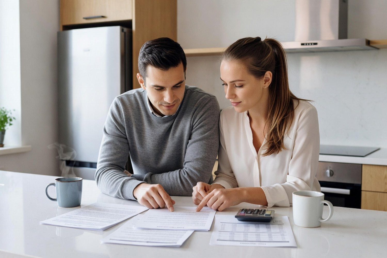 Couple carefully reviewing secured personal loan terms and collateral requirements