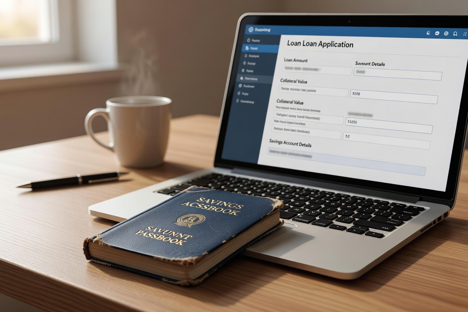 Savings account passbook used as collateral next to secured personal loan application