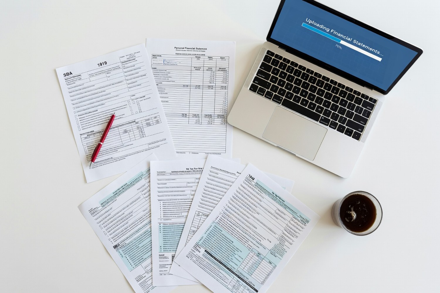 SBA loan application documents on desk representing the SmartBiz application process