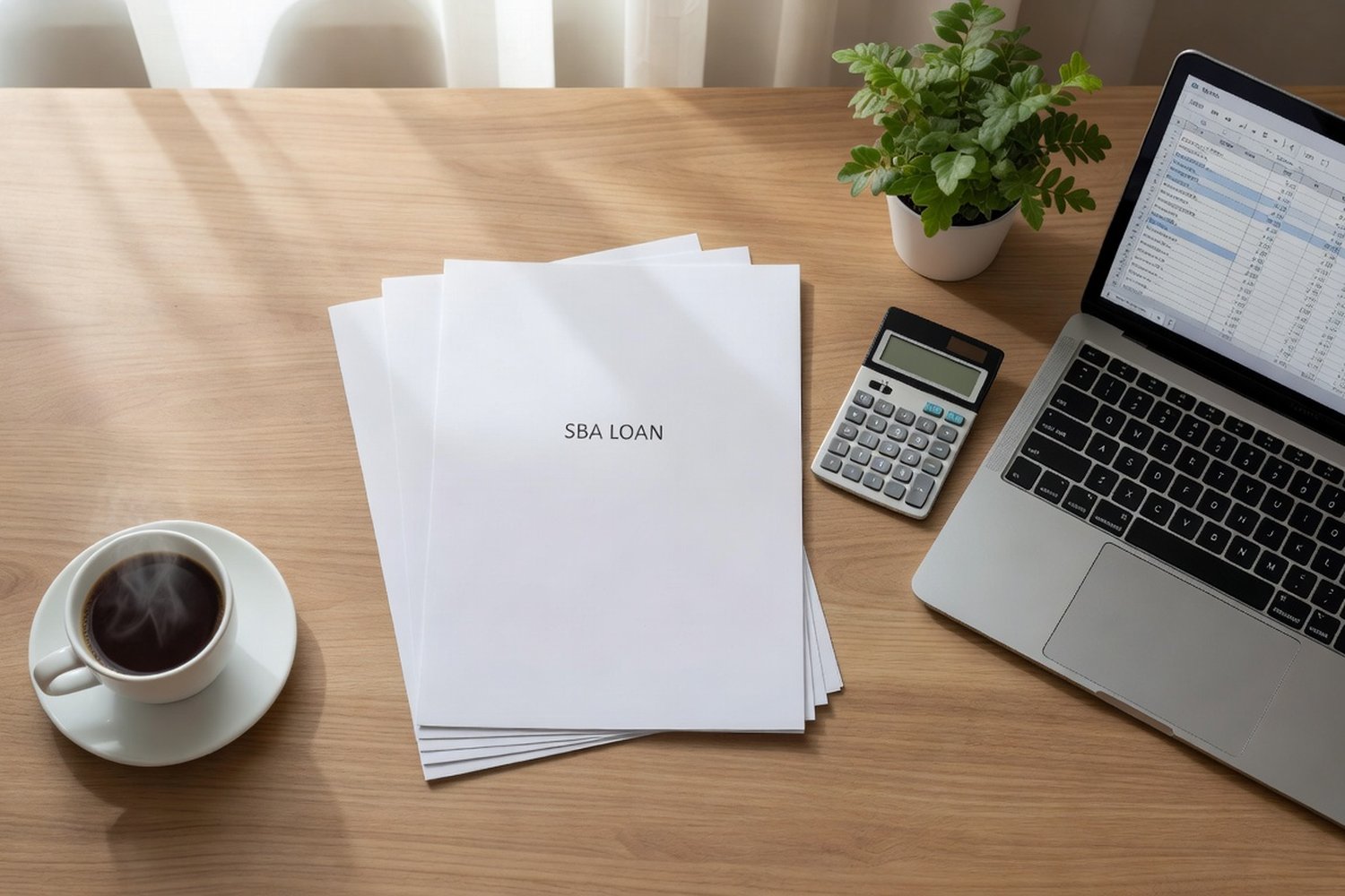 Small business owner reviewing SBA loan options and rates on a laptop