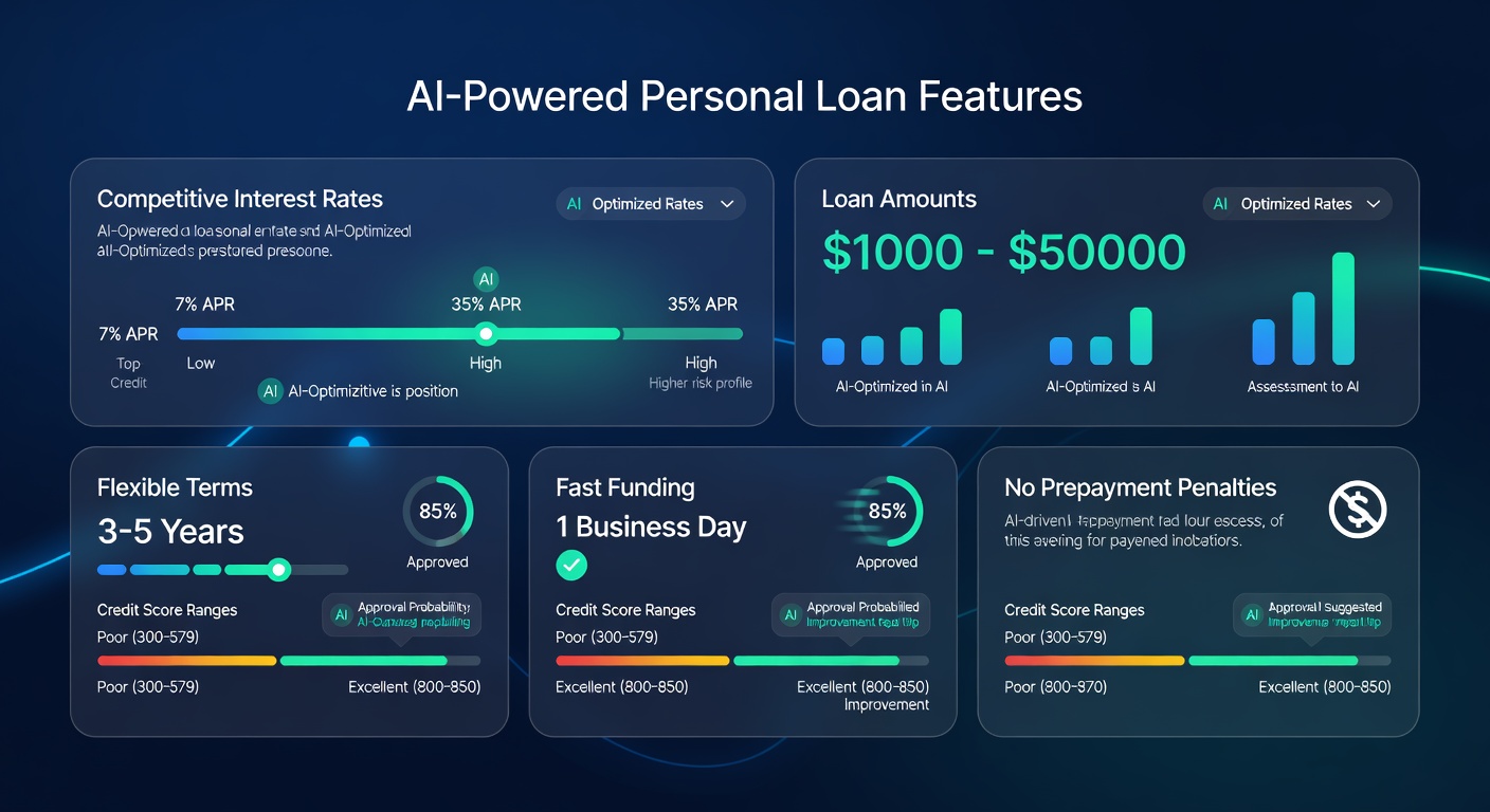 Upstart personal loan features and rates comparison infographic