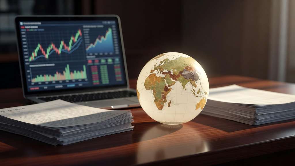 A glowing globe beside an open laptop displaying financial charts representing international investors buying United States government bonds
